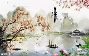 Tranh hoa sen, cá chép phong thủy