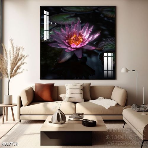 Mẫu tranh decor tường cá chép hoa sen 