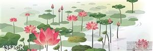 Tranh hoa sen, cá chép dán tường
