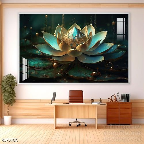 Mẫu tranh decor tường cá chép hoa sen 