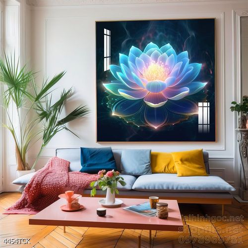 Mẫu tranh decor tường cá chép hoa sen 