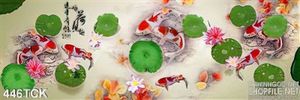 Tranh hoa sen, cá chép thư pháp trang trí