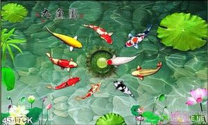 Tranh hoa sen, cá chép quần tụ phong thủy