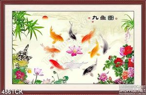 Tranh hoa sen, cá chép phong thủy đẹp