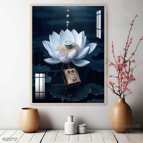 Tranh cá chép hoa sen nghệ thuật hiện đại