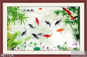 Tranh hoa sen, cá chép trang trí tường