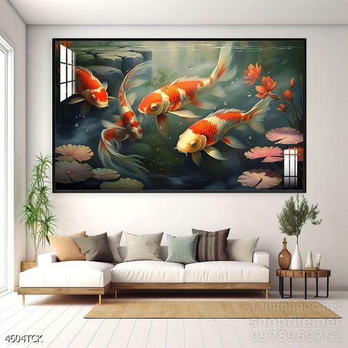 Tranh cá chép hoa sen đẹp mang nhiều ý nghĩa 