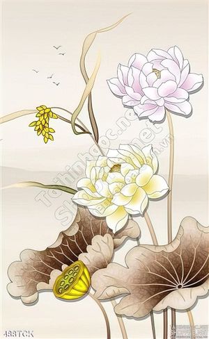 Tranh hoa sen, cá chép phong thủy