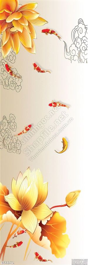 Tranh hoa sen, cá chép kim tiền nghệ thuật