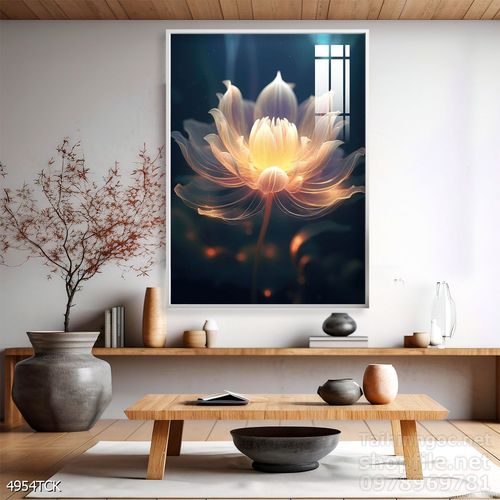 Mẫu tranh decor tường cá chép hoa sen 