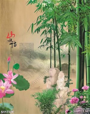 Tranh hoa sen, cá chép thư pháp đẹp