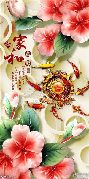 Tranh hoa sen, cá chép quần tụ