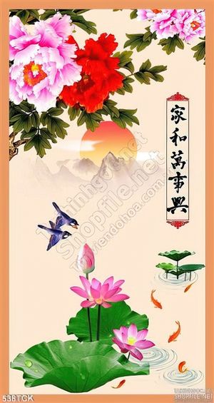 Tranh hoa sen, cá chép nghệ thuật