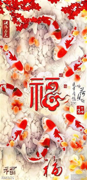 Tranh hoa sen, cá chép phong thủy
