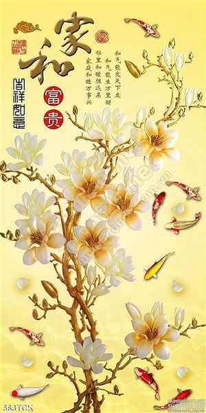Tranh hoa sen, cá chép kim tiền phong thủy