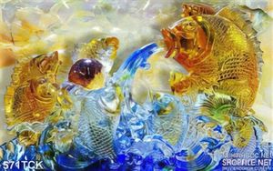 Tranh cá chép giả ngọc 3d mạ vàng