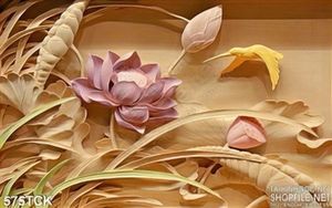 Tranh hoa sen phù điêu ấn tượng 3d