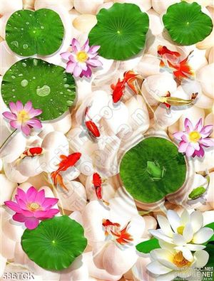 Tranh cá vàng và sỏi trắng in uv
