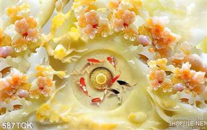 Tranh cá chép giả ngọc ấn tượng 3d