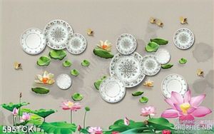 Tranh cá chép ghép với hoa sen độc đáo wall