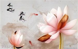 Tranh hoa sen phú quý tinh tế 3d
