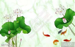 Tranh cá chép và cây hoa sen nhẹ nhàng in uv