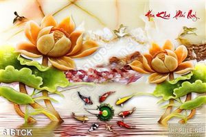 Tranh cá chép và viên ngọc quý giả ngọc in 3d