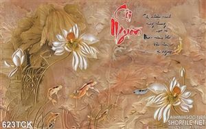 Tranh cá chép cội nguồn đẹp in decor