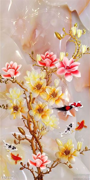 Tranh cá chép giả ngọc đẹp 3d