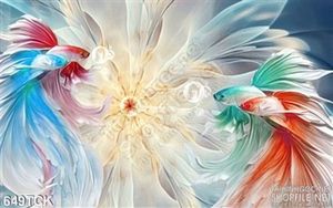 Tranh cá phù điêu màu sắc ấn tượng đẹp nhất 3d