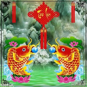 Tranh cá chép ngậm viên ngọc quý wall