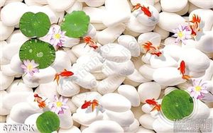 Tranh cá vàng  và sỏi trắng đẹp