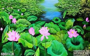 Tranh đầm hoa sen sơn dầu