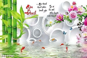 Tranh cá chép gia đình wall psd