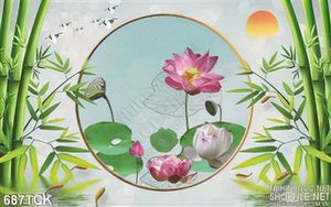 Tranh hoa sen phong thủy đẹp 3d