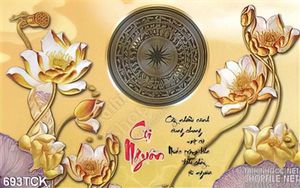 Tranh cội nguồn hoa sen trống đồng việt nam