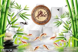 Tranh 3d chữ phú cá chép