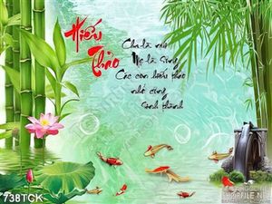 Tranh 3d hiếu thảo cá chép cây tre