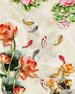 Tranh 3d giả ngọc hoa sen