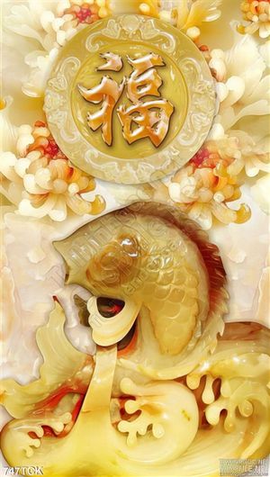 Tranh 3d cá chép giả ngọc phong thủy