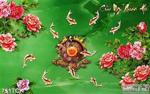 Tranh viên ngọc quý và cá chép decor wall