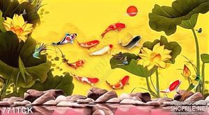 Tranh cá chép wall hoa sen