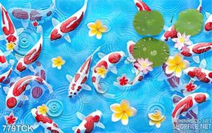 Tranh  in uv vẽ cá chép đẹp ấn tượng