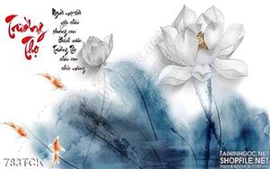 Tranh trường thọ wall hoa sen vẽ