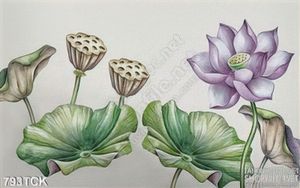 Tranh hoa sen vẽ tay in uv nghệ thuật