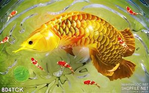 Tranh cá rồng phú quý in uv mạ vàng