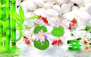 Tranh 3d cá vàng và cây sống đời