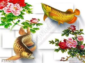 Tranh đôi cá rồng vàng phú quý cho gia chủ