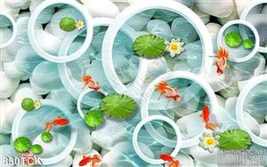 Tranh 3d cá vàng đẹp lá sen
