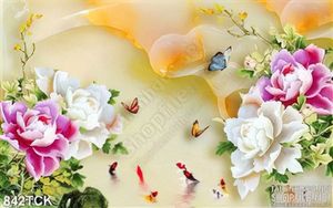 Tranh in uv giả ngọc hoa mẫu đơn